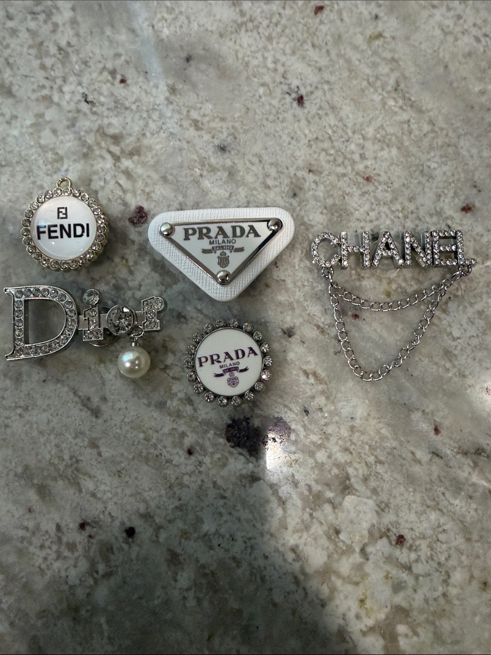 CROCS White and Silver Decorative Logo Charms
